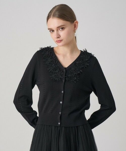 ANAYI/アナイ 立体フラワーレースV カーディガン black (95) 36 ANAYI/アナイ 立体フラワーレースV カーディガン black (95) 36