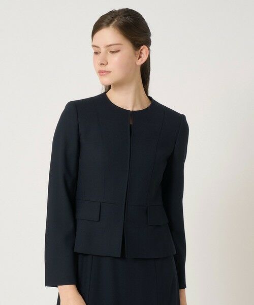 ANAYI/アナイ 【セットアップ対応商品】ウールジョーゼットクルー ジャケット navy (65) 40