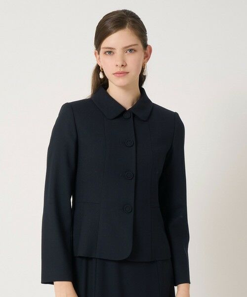 ANAYI/アナイ 【セットアップ対応商品】ウールジョーゼットステンカラー ジャケット navy (65) 38 ANAYI/アナイ 【セットアップ対応商品】ウールジョーゼットステンカラー ジャケット navy (65) 38