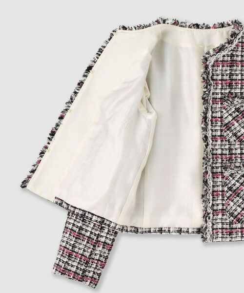 ANAYI / アナイ ノーカラージャケット | ピンクミックスツイード4ポケットジャケット | 詳細12