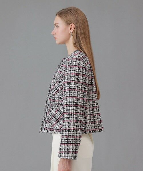 ANAYI / アナイ ノーカラージャケット | ピンクミックスツイード4ポケットジャケット | 詳細2