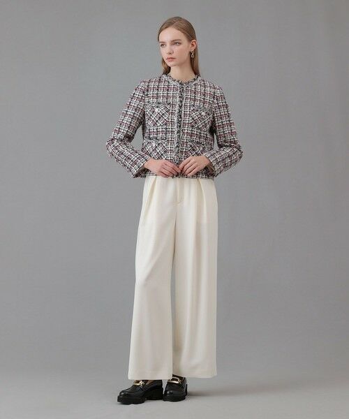 ANAYI / アナイ ノーカラージャケット | ピンクミックスツイード4ポケットジャケット | 詳細5