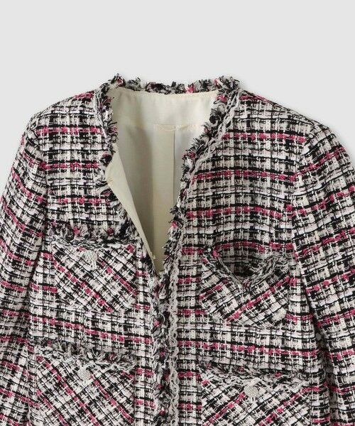 ANAYI / アナイ ノーカラージャケット | ピンクミックスツイード4ポケットジャケット | 詳細9