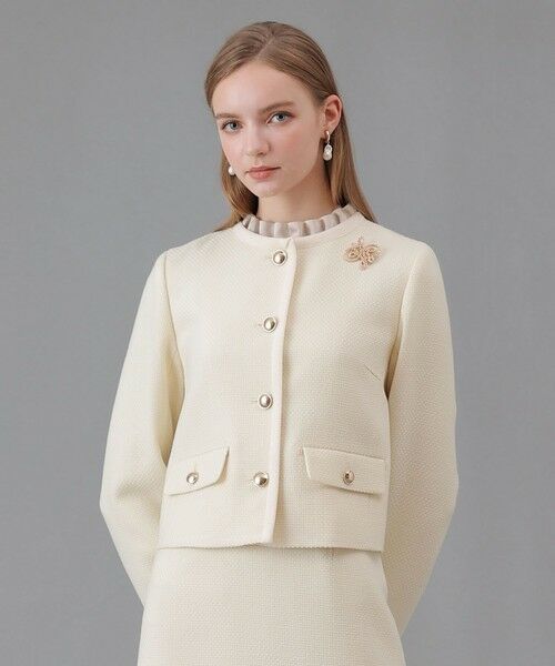 ANAYI / アナイ ノーカラージャケット | 【セットアップ対応商品】ウールプリペラノーカラージャケット(off white (02))