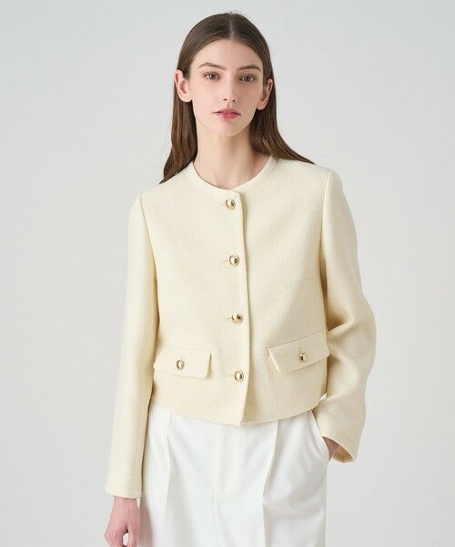 ANAYI / アナイ ノーカラージャケット | 【セットアップ対応商品】ウールプリペラノーカラージャケット(off white (03))