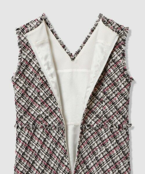 ANAYI / アナイ ミニ丈・ひざ丈ワンピース | ピンクミックスツイードバイヤスワンピース | 詳細10