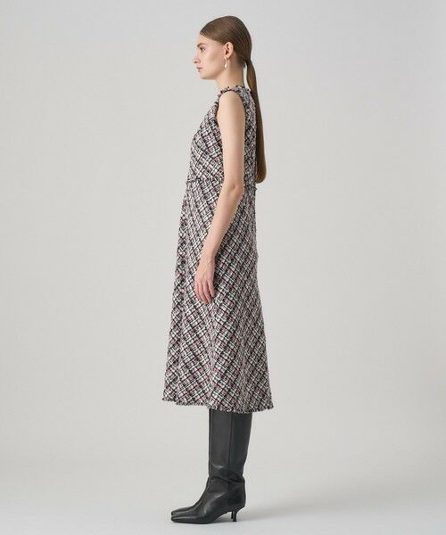 ANAYI / アナイ ミニ丈・ひざ丈ワンピース | ピンクミックスツイードバイヤスワンピース | 詳細2