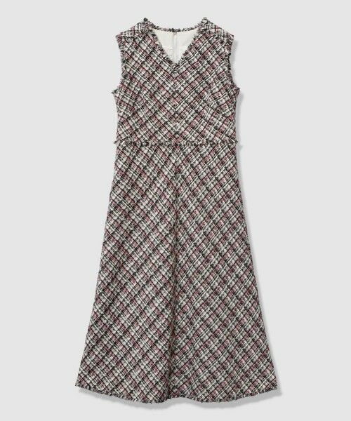 ANAYI / アナイ ミニ丈・ひざ丈ワンピース | ピンクミックスツイードバイヤスワンピース | 詳細7