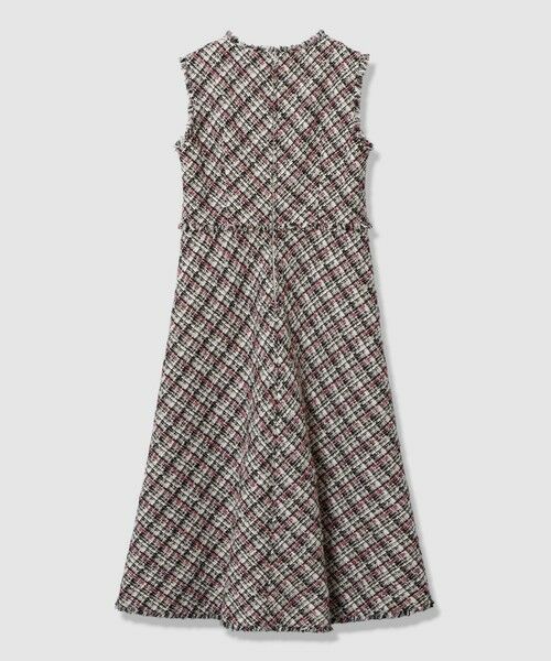 ANAYI / アナイ ミニ丈・ひざ丈ワンピース | ピンクミックスツイードバイヤスワンピース | 詳細8