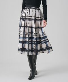 ANAYI / アナイ ミニ・ひざ丈スカート | チェックプリントタックギャザーフレアスカート