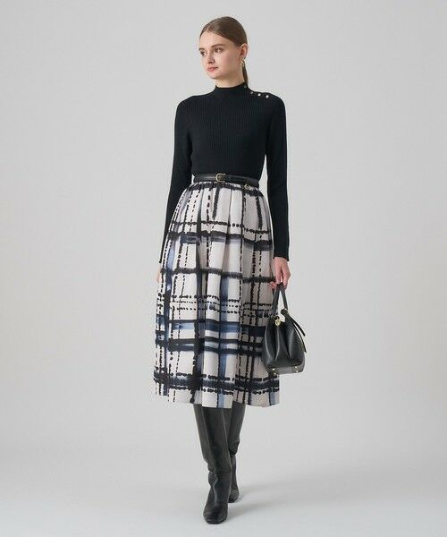 ANAYI / アナイ ミニ・ひざ丈スカート | チェックプリントタックギャザーフレアスカート | 詳細4