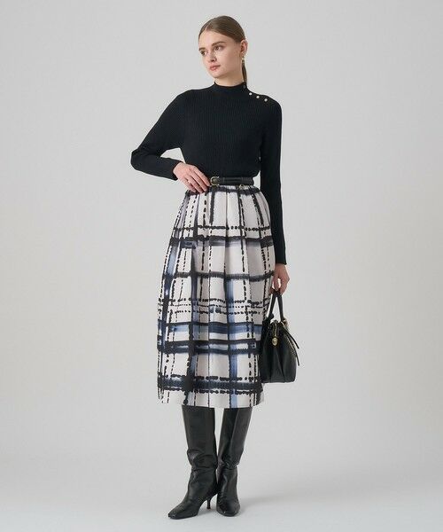 ANAYI / アナイ ミニ・ひざ丈スカート | チェックプリントタックギャザーフレアスカート | 詳細5