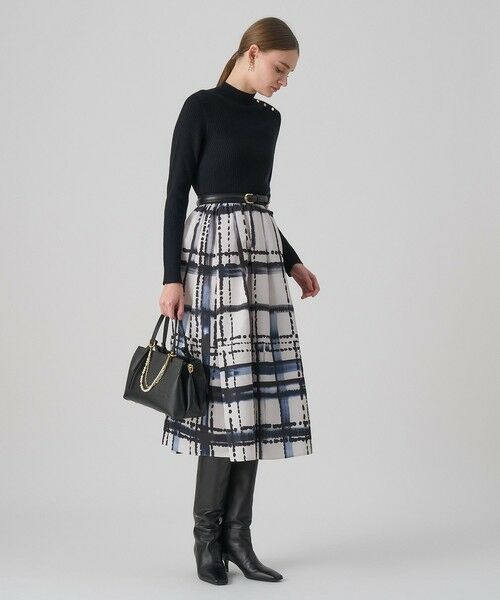 ANAYI / アナイ ミニ・ひざ丈スカート | チェックプリントタックギャザーフレアスカート | 詳細6