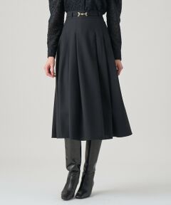 ANAYI / アナイ ロング・マキシ丈スカート | ウールジョーゼットビットベルトスカート