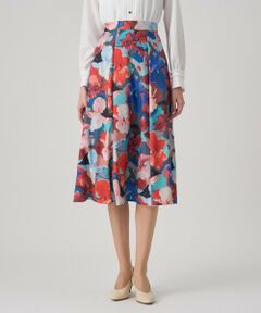 ANAYI / アナイ ミニ・ひざ丈スカート | アートフラワータックフレア スカート