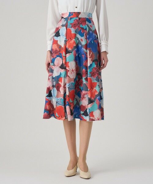 ANAYI / アナイ ミニ・ひざ丈スカート | アートフラワータックフレア スカート | 詳細1