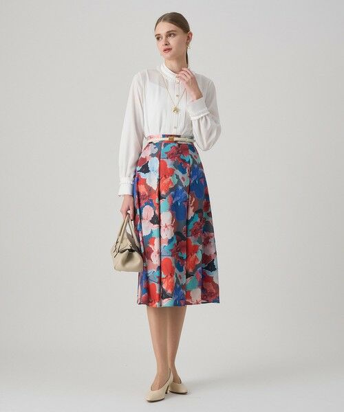 ANAYI / アナイ ミニ・ひざ丈スカート | アートフラワータックフレア スカート | 詳細3