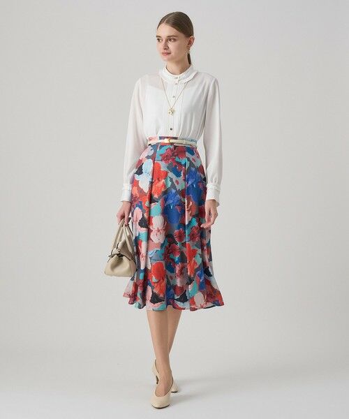 ANAYI / アナイ ミニ・ひざ丈スカート | アートフラワータックフレア スカート | 詳細4