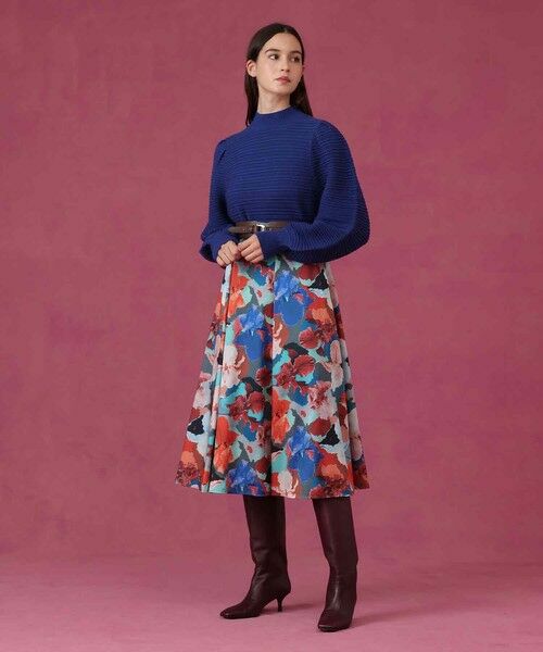 ANAYI / アナイ ミニ・ひざ丈スカート | アートフラワータックフレア スカート | 詳細5