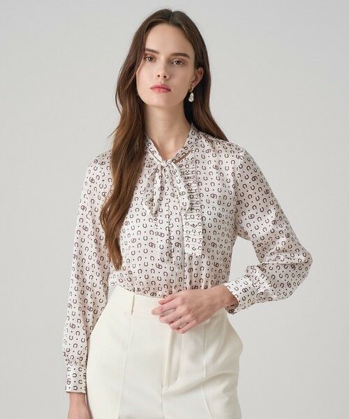 ANAYI / アナイ シャツ・ブラウス | ホースシュープリントプリーツタイブラウス(off white (02))