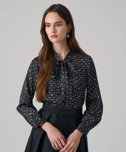 ANAYI / アナイ シャツ・ブラウス | ホースシュープリントプリーツタイブラウス | 詳細25