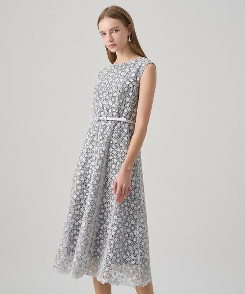 ANAYI / アナイ ドレス | ドットチュールボートネックフレアワンピース | 詳細5