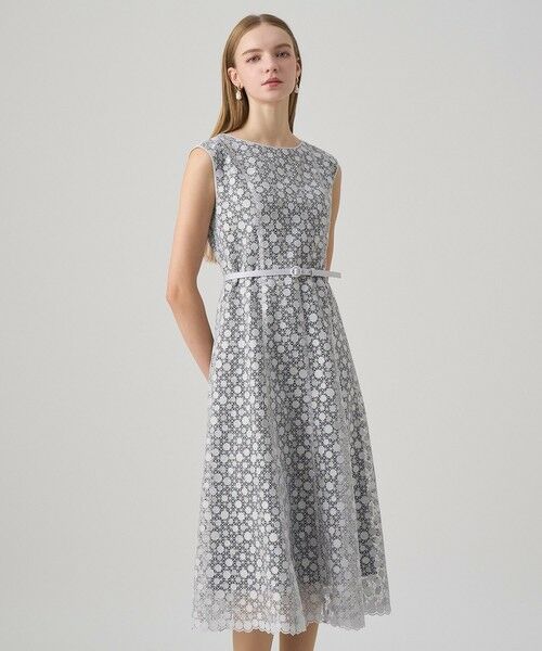 ANAYI/アナイ ドットチュールボートネックフレアワンピース light grey (91) 36