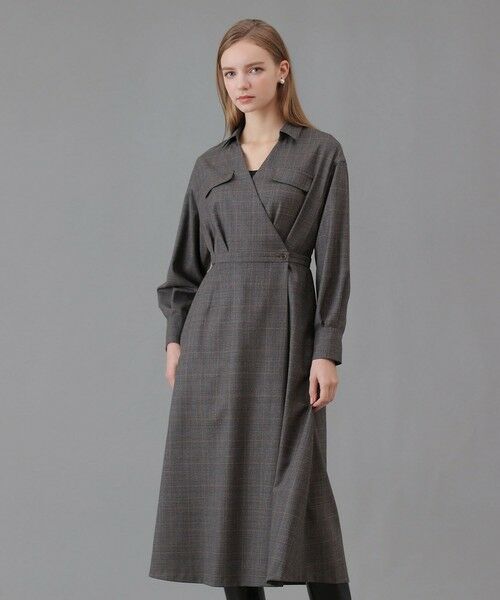 ANAYI / アナイ ロング・マキシ丈ワンピース | ウールサキソニーカシュクールワンピース(brown (81))