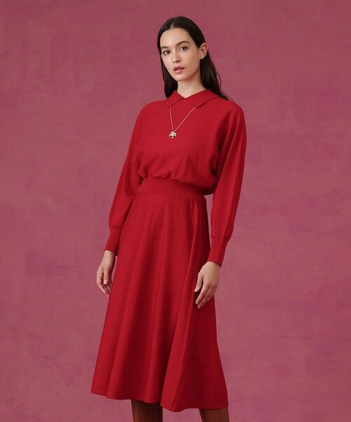 ANAYI / アナイ ミニ丈・ひざ丈ワンピース | ドルマントップフレア ワンピース(red (43))