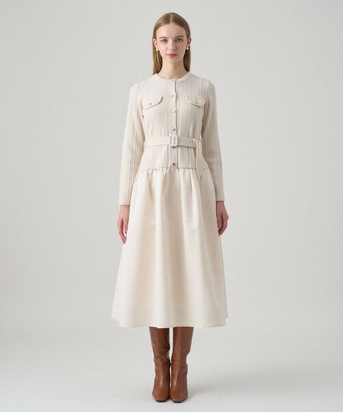 ANAYI / アナイ ミニ丈・ひざ丈ワンピース | グログランコンビベルト付き ワンピース | 詳細1