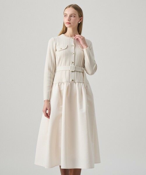 ANAYI / アナイ ミニ丈・ひざ丈ワンピース | グログランコンビベルト付き ワンピース | 詳細4