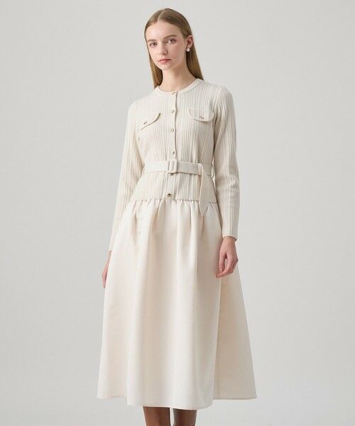 ANAYI/アナイ グログランコンビベルト付き ワンピース ivory (04) 38 ANAYI/アナイ グログランコンビベルト付き ワンピース ivory (04) 38