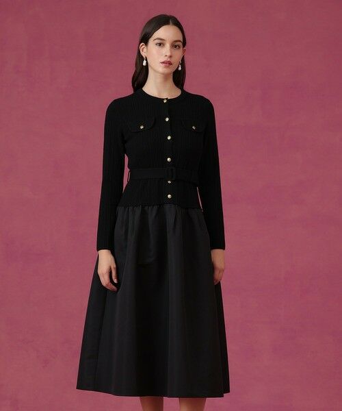 ANAYI/アナイ グログランコンビベルト付き ワンピース black (95) 36 ANAYI/アナイ グログランコンビベルト付き ワンピース black (95) 36