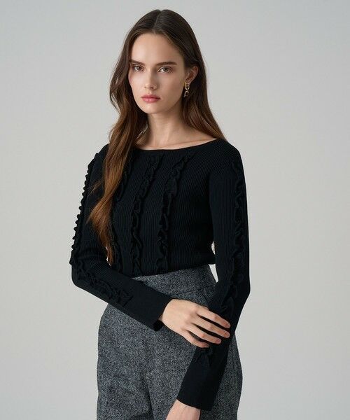 ANAYI / アナイ ニット・セーター | ウェービーフリルリブ プルオーバー(black (95))