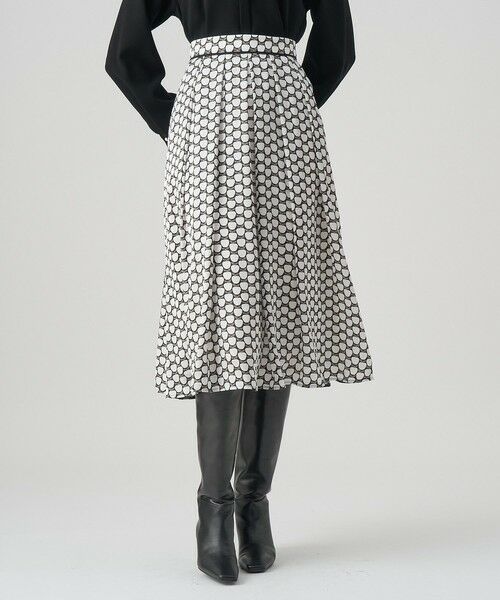 ANAYI/アナイ 【セットアップ対応商品】メーレプリントタックフレア スカート white mix (08) 34 ANAYI/アナイ 【セットアップ対応商品】メーレプリントタックフレア スカート white mix (08) 34