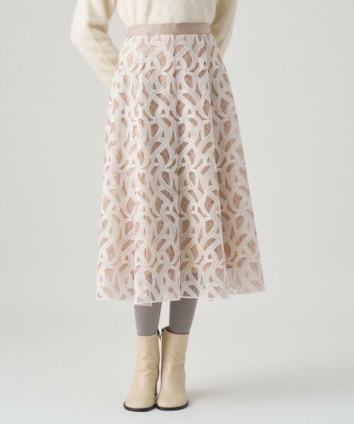 ANAYI / アナイ ミニ・ひざ丈スカート | カスカータチュール切り替えフレア スカート | 詳細1