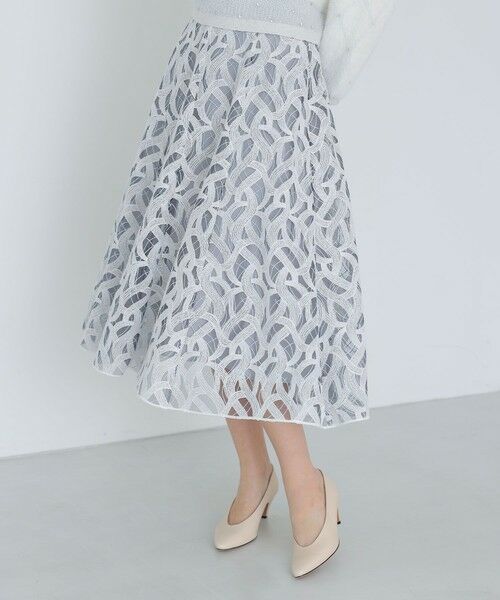 ANAYI / アナイ ミニ・ひざ丈スカート | カスカータチュール切り替えフレア スカート | 詳細7