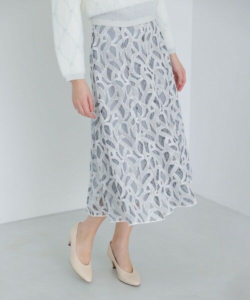 ANAYI / アナイ ミニ・ひざ丈スカート | カスカータチュール切り替えフレア スカート(blue (61))