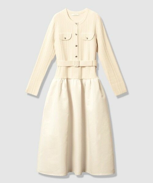 ANAYI/アナイ グログランコンビベルト付き ワンピース off white (02) 36 ANAYI/アナイ グログランコンビベルト付き ワンピース off white (02) 36