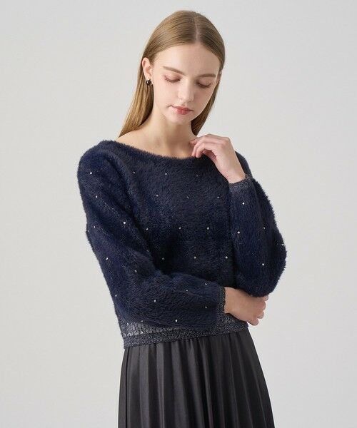 ANAYI / アナイ ニット・セーター | フェザージャガードビジュー プルオーバー(navy (65))