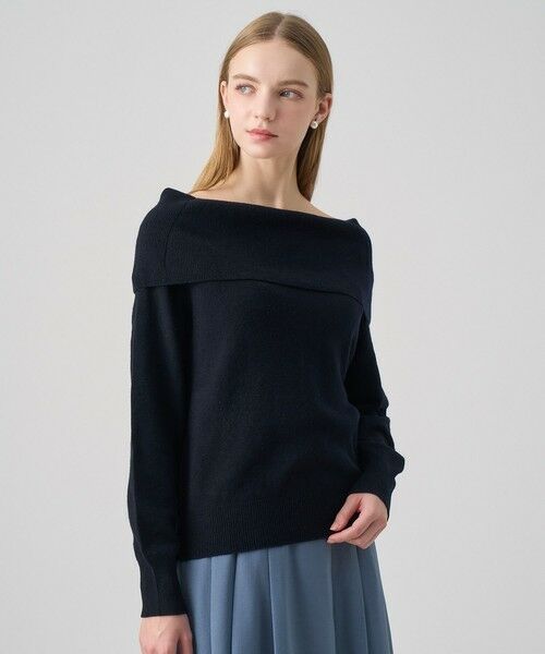 ANAYI / アナイ ニット・セーター | メリノウールオフショルダー プルオーバー(navy (65))