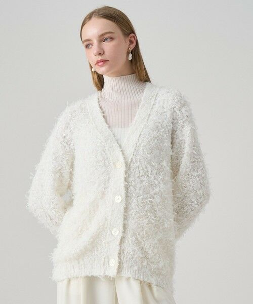 ANAYI / アナイ カーディガン・ボレロ | チュールシャギーVネックカーディガン(white (01))