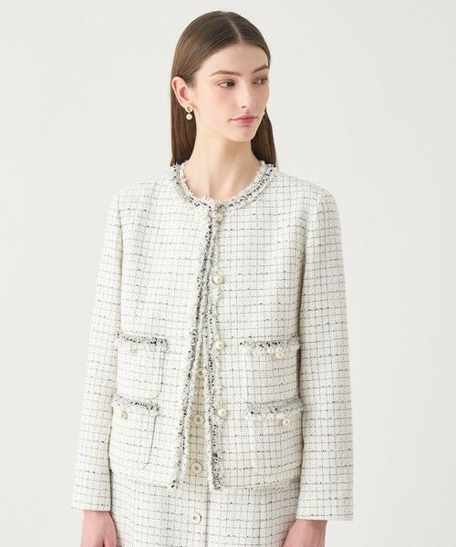 ANAYI / アナイ ノーカラージャケット | 【Eternal Line 2026】プレイドツイードノーカラー ジャケット(white (01))