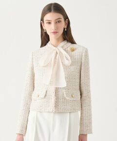 ANAYI / アナイ ノーカラージャケット | 【Eternal Line 2026】ミックスツイードノーカラー ジャケット