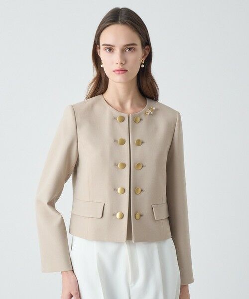 ANAYI / アナイ ノーカラージャケット | 【Eternal Line 2026】ウールジョーゼットノーカラーダブルジャケット | 詳細4