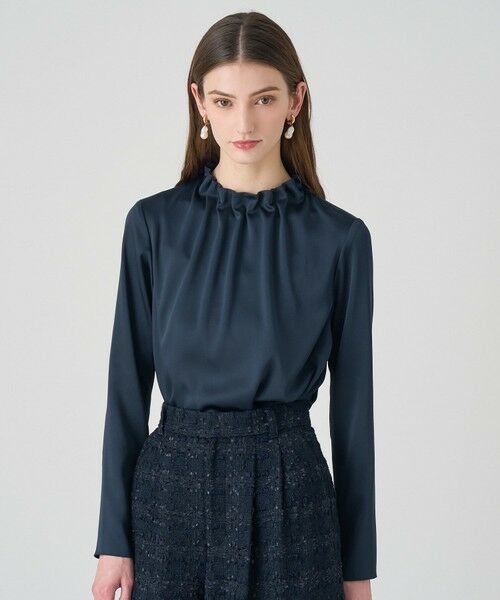 ANAYI / アナイ シャツ・ブラウス | ハンマーサテンスタンド ブラウス(navy (65))