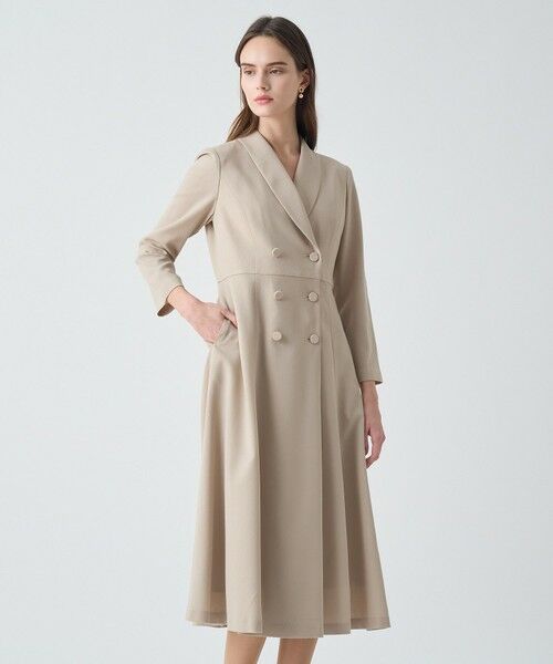 ANAYI / アナイ ロング・マキシ丈ワンピース | 【Eternal Line 2026】ウールジョーゼットショール衿 ワンピース(beige (11))