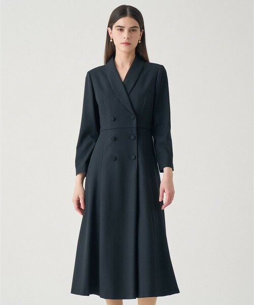 ANAYI / アナイ ロング・マキシ丈ワンピース | 【Eternal Line 2026】ウールジョーゼットショール衿 ワンピース(navy (65))