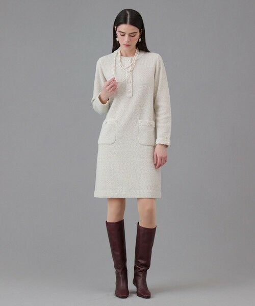 ANAYI / アナイ ミニ丈・ひざ丈ワンピース | ブークレラメツイードボクシー ワンピース | 詳細2