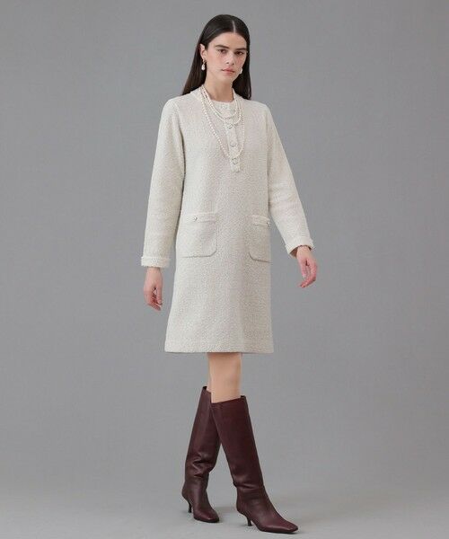 ANAYI / アナイ ミニ丈・ひざ丈ワンピース | ブークレラメツイードボクシー ワンピース | 詳細3